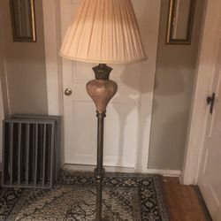 Antique Heavy Brass Floor Lamp With Shade