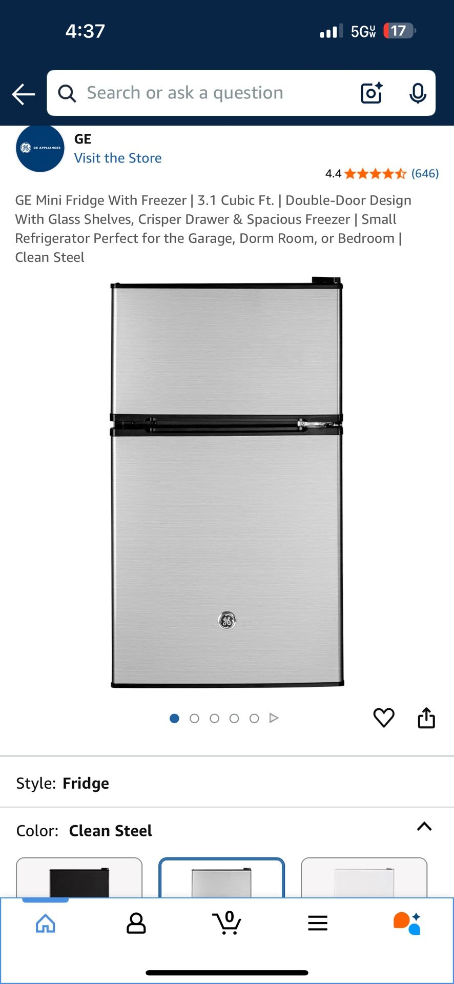 GE Mini Fridge With Freezer