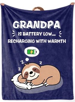 Gifts for Grandpa Funny Grandpa Birthday Gift 60" x 50"Charging Sloth Blanket