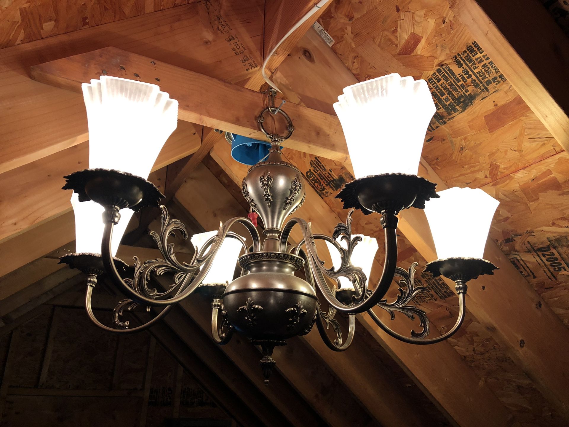 Antique 6 light chandelier fixture