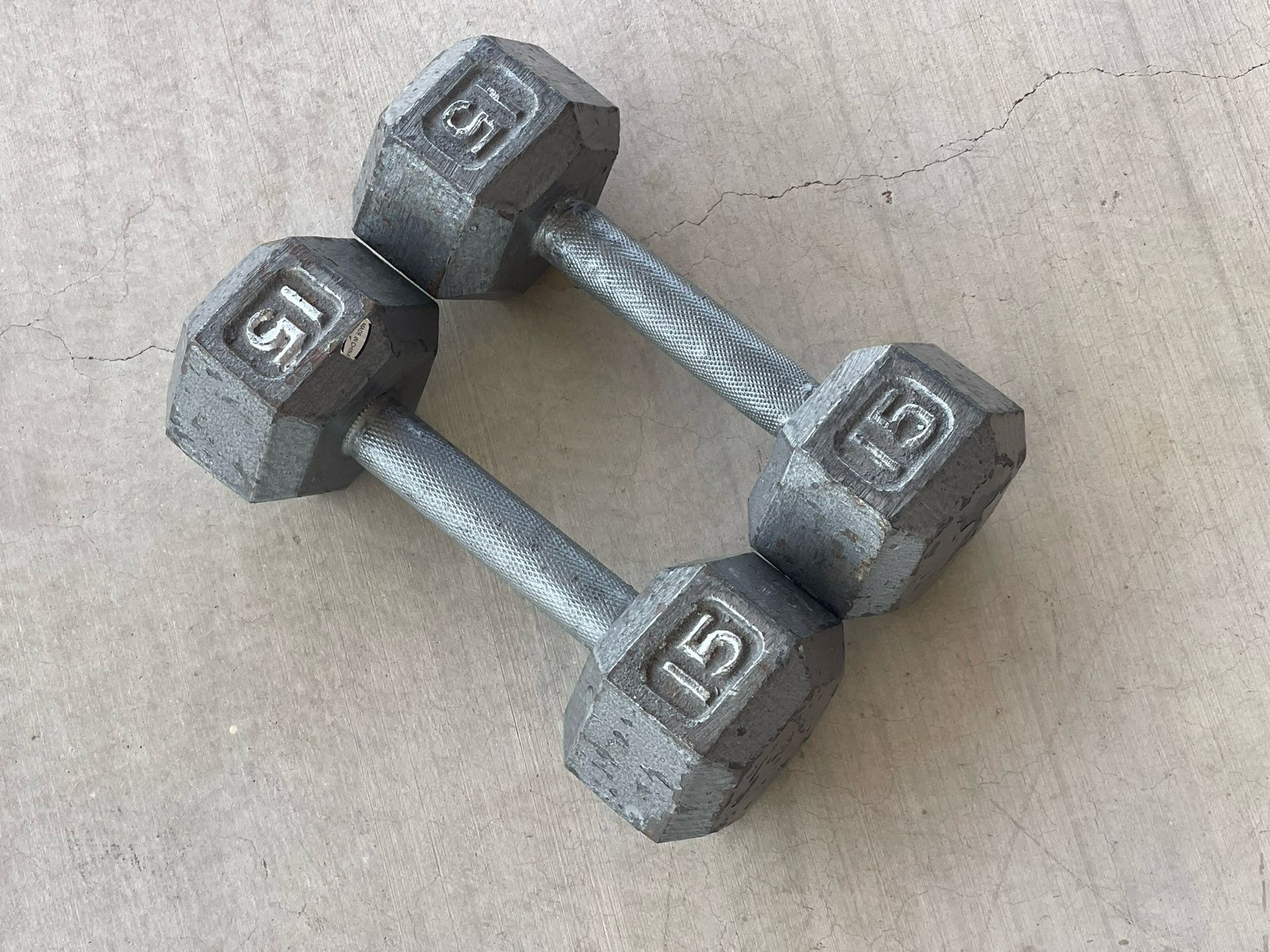 Pair Of 15 Pound Hex Dumbbells