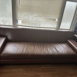 Brown Leather Slick Couch