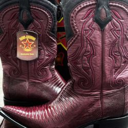 Size 12 Los Altos Snip Toe Teju Lizard Faded Burgundy 950743