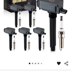 Dodge 6 Ignition Coil Pack UF807 & Iridium Spark Plug Compatible with 2016-2024 Jeep Grand Cherokee Wrangler Dodge Durango Chrysler Pacifica Ram 1500