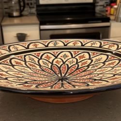 ✨ Authentic Moroccan Hand-Painted Serving Plate – Artisan Antique Style ✨