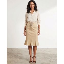 MaxMara Skirt size 6 Cotton/Linen Made in Italy 🇮🇹 beige linen cotton Classic