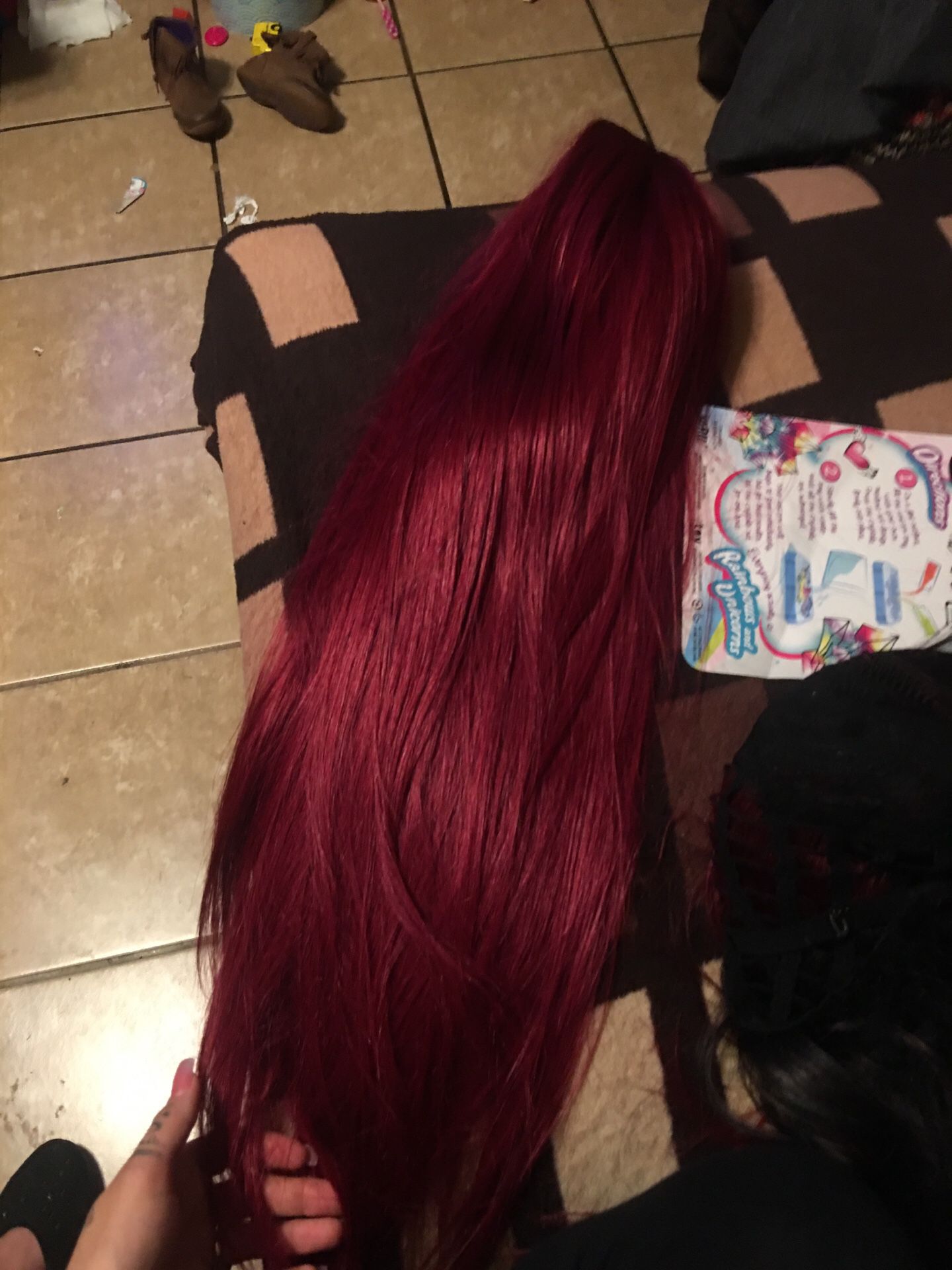 Synthetic red wig