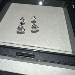 Screw Back 1 CT VVS Moissanite Stud Earrings - S925 Sterling Silver Pass Diamond Test