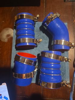 Intercooler hose (Blue) &clamps kit compatible 2003-2007 Ford F250, F350, F450, F550 Turbo charge