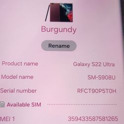 Samsung Ultra 22. 128gb (Burgundy)