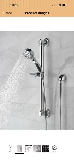 Delta Faucet 9-Spray Slide Bar Hand Held Shower with Hose, Chrome Handheld Shower Head, Slide Bar Hand Shower, Handheld Shower, Detachable Shower Head
