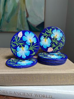 Set of 6 Ceramic Floral Coasters ( firm on price )