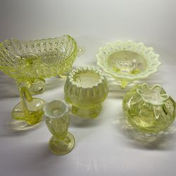 Vintage Glass Uranium Vaseline Slag Cranberry Opalescent 