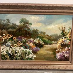 Alan Cote Landscape oil on canvas landscape painting original framed 45” X 34”