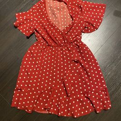 Shein Size Small Red & White Polkadot Dress