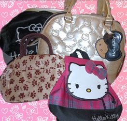3 Purses ( Hello Kitty ) and Dish Set