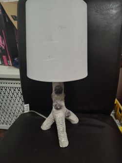 Perfect little gray nightstand lamp