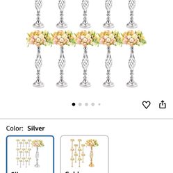 Rtteri 10 Pcs Metal Flower Arrangement Stand Wedding Flower Centerpieces Stand Elegant Metal Vase Candelabra Candle Holder for Wedding Reception Table