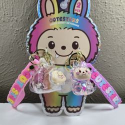 2-pack set of Cutesters Liquid Shaky Keychains: Wish & Happy NEW