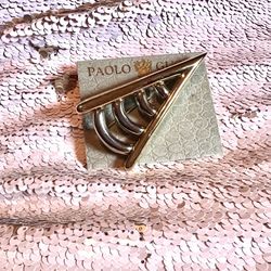 Paolo GUCCI💥Vintage 80’s RARE💥3”Geometric Gold/Silver Tone Brooch