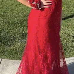 Red mermaid Style Prom Formal Dress Size 12 (worn once)