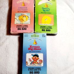 Sesame Street - Start To Read Lot (2 Big Bird, 1 Ernie) 1992 VHS Tapes