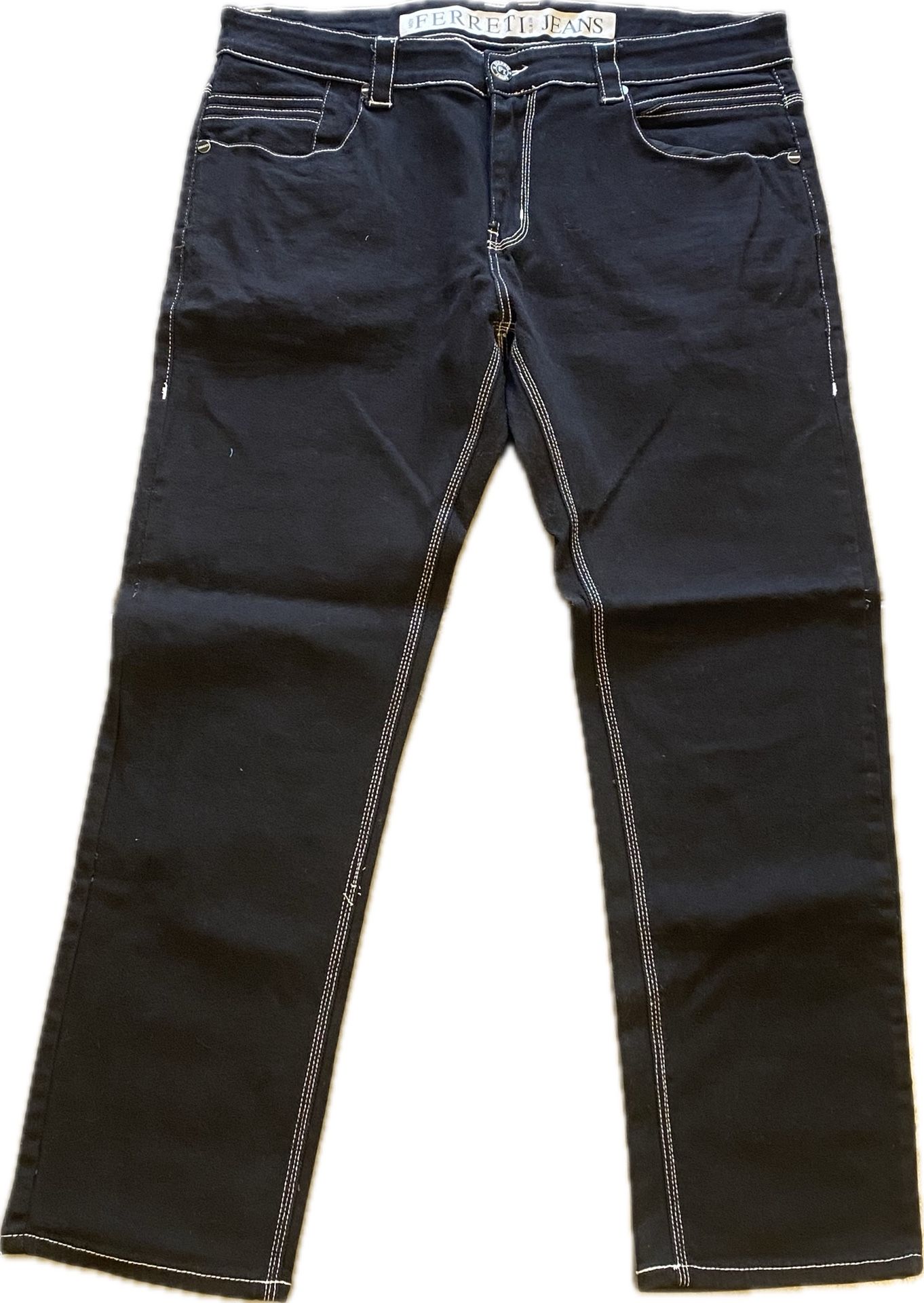 MOY FERRETI Jeans SIZE 40x32 CASUAL LUX Black JEAN STYLE PANTS Cowboy Pants Boot