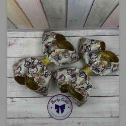 Hello Kitty Gold Glitter Hair Bows Set 