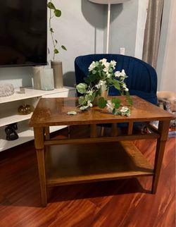 Wooden End Table with Lower Shelf