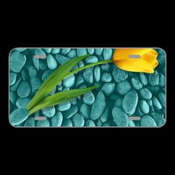 License Plate Novelty Car Front Plant Flower Flowers Stones