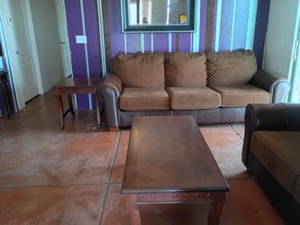 Sofa and loveseat with coffee end tables
