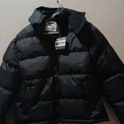 Brand New The Warn Me Project Black Puffer Hooded Coat Size Small Kids 12 To 14 New
