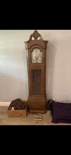 German Round Bottom Antique Grandfather Clock 