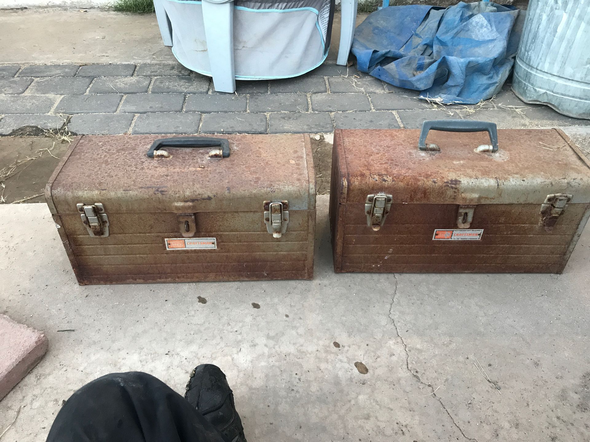 2 old craftsman metal tool boxes.