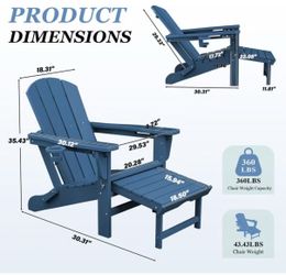 😀 2Pcs Outdoor Set, Adirondack Side Table and Multi-Function Rocking Chair with Retractable Footrest HDPE Outdoor Patio Rocker with Cup Holder, Wide