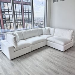 New White Sectional Cloud Couch Sofa 