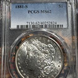 1881 S $1 Morgan MS 62