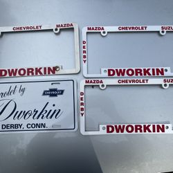Four Vintage Dworkin Chevrolet Of Derby License Plate Frames