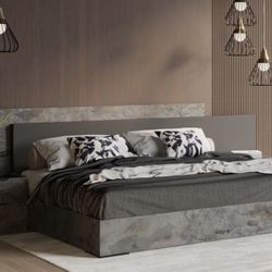 KING MODERN VOLCANO OXIDE GREY BED