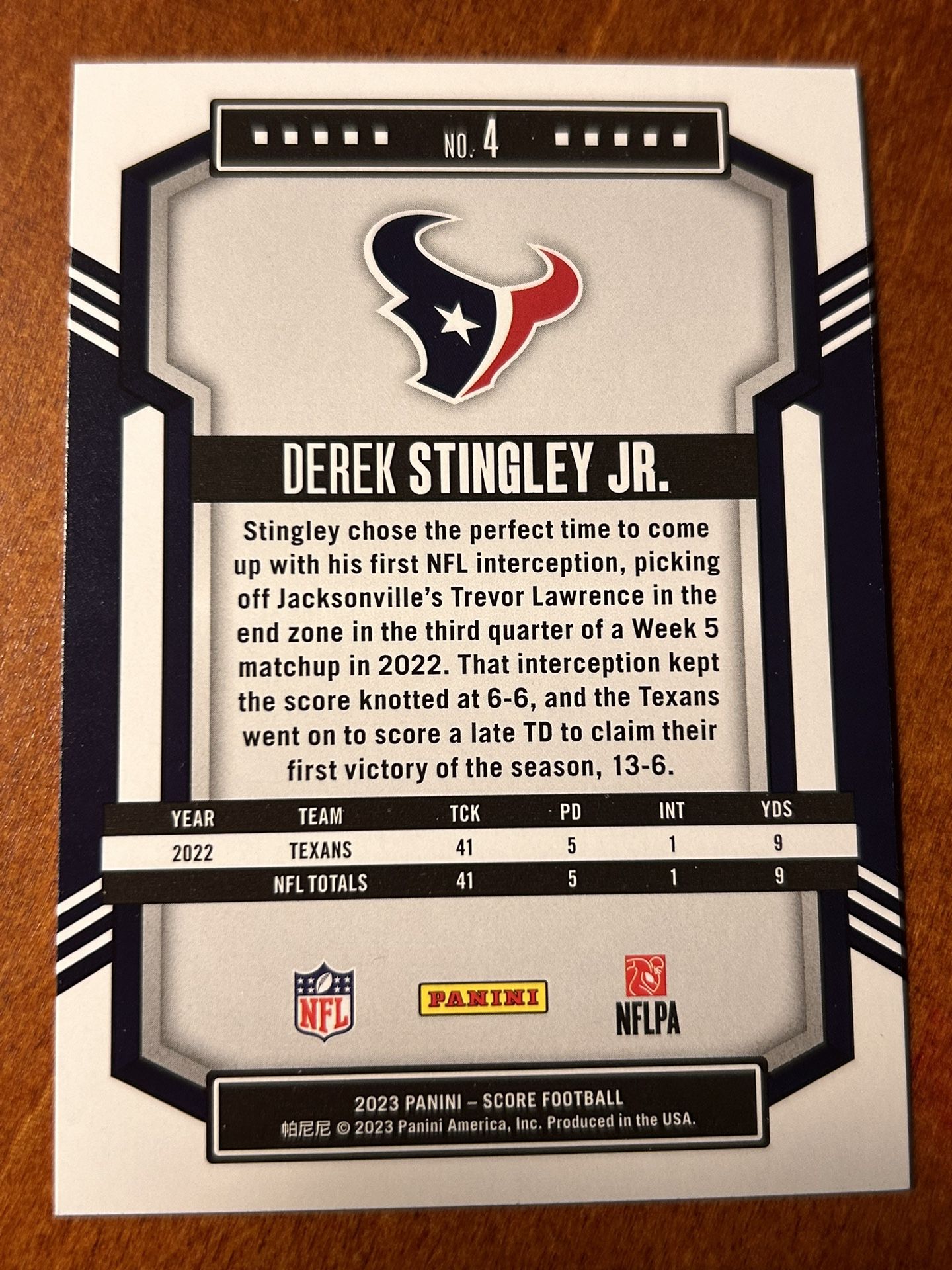2023 Score #4 Derek Stingley Ir., Houston Texans