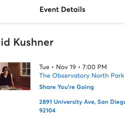 2 David Kushner Tickets 11/19