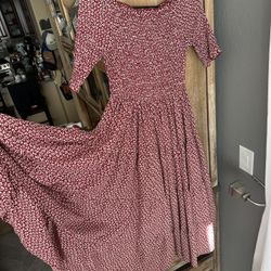 Small Orange creek Red floral Smocked Waist Maxi Dress