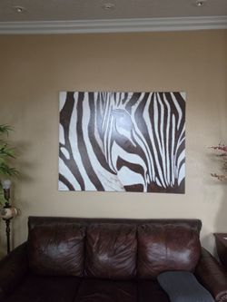 Large Size Zebra Canvas Painting. 4' x 5'.