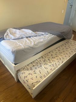 Twin XL Bed with Pull-Out Trundle + Mattresses Included