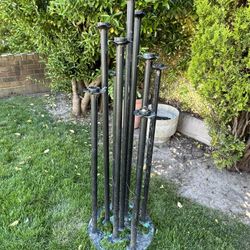 Cast Iron Antique Gothic Victorian Medieval 8 Candle Holder 4 Foot Stand, 16” Dia Garden
