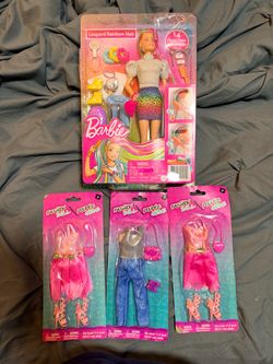 Barbie Leopard Rainbow Hair Doll + 3 Fashion Packs