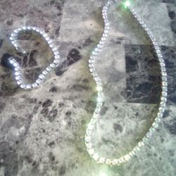 Beautiful Necklace And Bracelet Cubic Zirconia 20-in Diamond Cubic Chain And Bracelet Matching Set