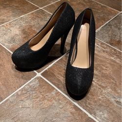 Black Glitter Pumps