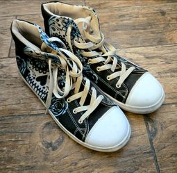 Custom Skull Print Women's High Tops - Size 8.5
