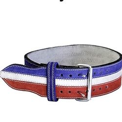 Ader Leather Power Weight lifting belt 4” Red/white/Blue